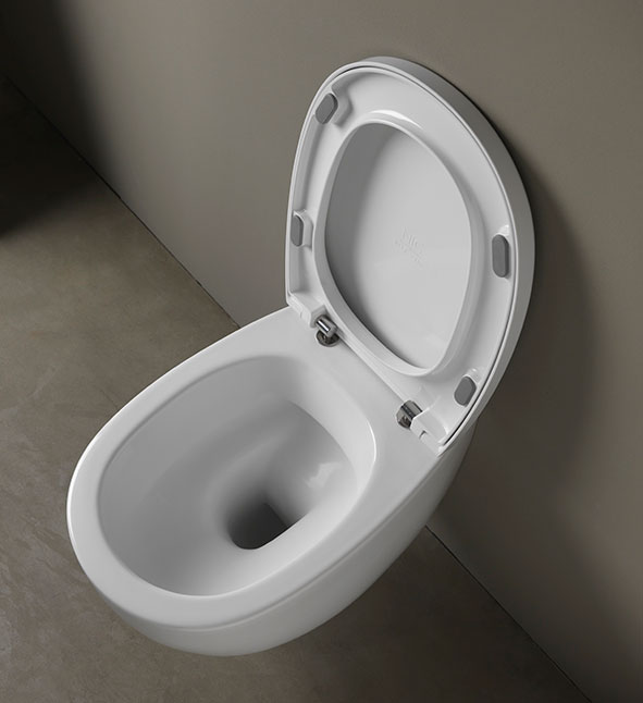 positie diagonaal renderen NIC Design Milk Rimfree (zonder spoelrand) Toilet in mat wit